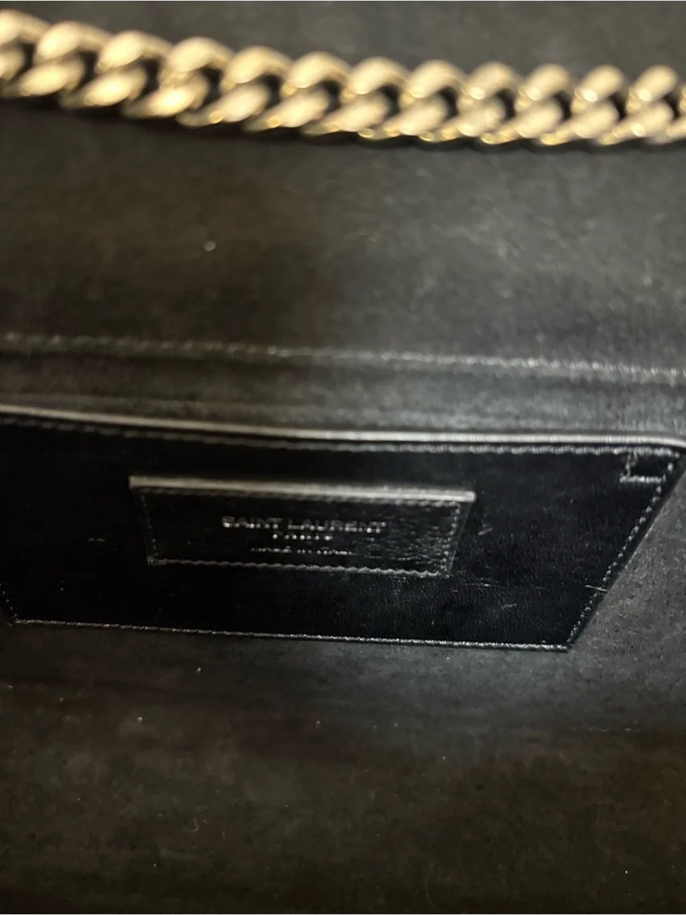 YSL Calfskin Crocodile Embossed Medium Classic Monogram Kate TasselSatchel Black